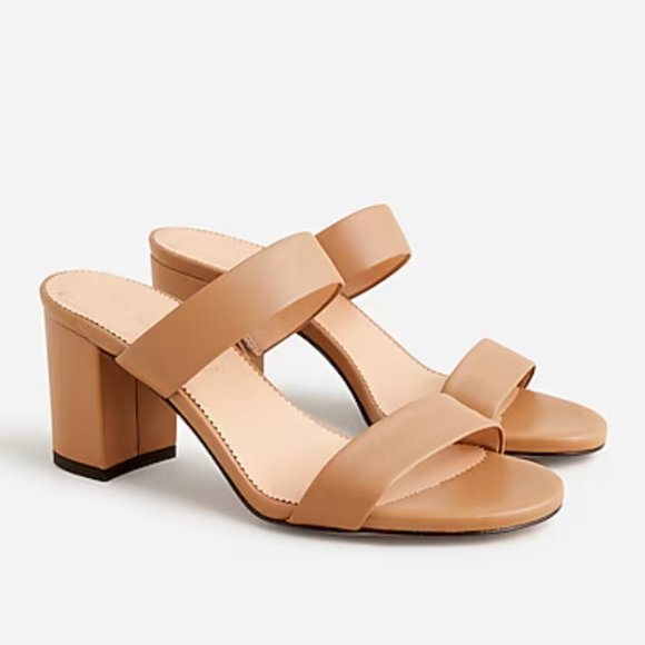 New- J. Crew Lucie Double-Strap Block-Heel Sandals in Light Caramel - sz 7.5 - Picture 1 of 8